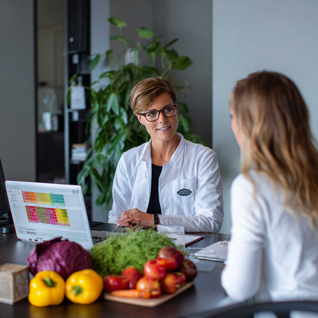 Nutrizionista che prepara un piano alimentare personalizzato